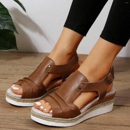 Sandals Women Open Toe Slingback Vacation Bohemian Shoes Thick Heel Hollow Out Wedge Women'S Summer 2024