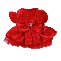 Dog Apparel Portable Pet Outfit Sleeve Dress With Bow Decoration For Fancy Wedding Party Fashionable Clothes Supplies