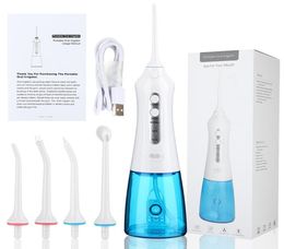 Oral Irrigator Cordless Toothbrush Flosser Waterproof IPX7 Portable Water Jet 300ML Tank Dental Care Teeth Brush Cleaner ship7127809