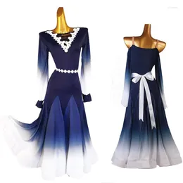 Stage Wear Ballroom Dress Red Black Gradient Women Waltz Competition Blue White Mq286