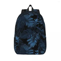 Backpack Dark Indigo Tropical Woman Small Backpacks Boy Girl Bookbag Fashion Shoulder Bag Portability Travel Rucksack Children School