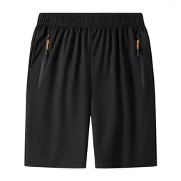 Mens Shorts Men Summer Thin Casual Quick Dry Gym with Elastic Waist Zipper Pockets for Running Training