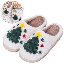 Walking Shoes Women Men Warm Plush Home Slipper Christmas Tree Cotton Slippers Slip-On Breathable Bedroom For Gift