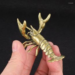 Decorative Figurines Solid Brass Crayfish Ornament Vintage Animal Pen Holder Desktop Decoration Crafts Collections Lobster Tea Pets