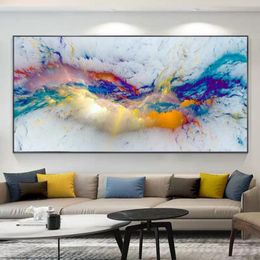 Colourful Clouds Abstract Oil Painting Think Independe Posters and Prints Landscape Art Canvas Painting Wall Art Picture for Living2111325