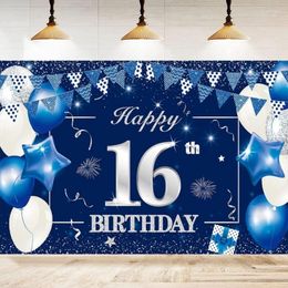 Party Decoration Pography Backdrop For Boys Happy 16th Years Old Birthday Balloons Background Home Wall Banner Decor Poster