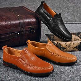 HBP Non-Brand Men Casual Loafer New Flat Sneakers for Men Driving Shoes Leather Mens Boat sneakers Slip-On Warm Loafers Plus Size 47