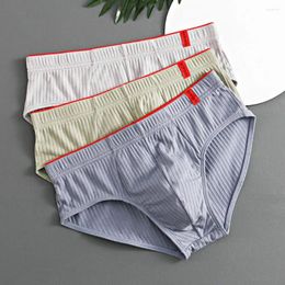 Underpants Men Breathable Briefs Spandex Fabric Underwear Men's Soft Anti-septic With U Convex Design Striped For