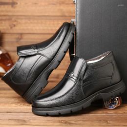 Boots -30 WInter Men Genuine Leather Shoes Nice Warm Cotton For Cold Ankle Casual Male Footwear A1885