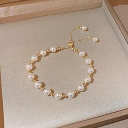 Link Bracelets XUFEIR Golden Colour Imitation Pearl Pendant Bracelet For Women Cuff Statement Chain Jewellery Pulsera Wristband