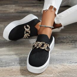 Casual Shoes Women 2024 Metal Chain Loafers Fashion Sneakers Flats Platform Plus Size Zapatillas Mujer