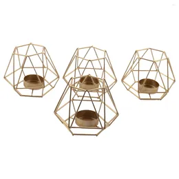 Storage Bags 4 Pcs Metal Geometric Design Tea Light Votive Candle Holders Hollow For Wedding