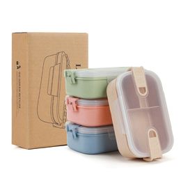 Wheat Straw Lunch Box Microwave Bento Boxes Health Natural Student Portable Food Storage Dinner Box 3 Colors