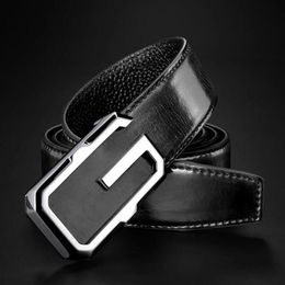 Men leather fashion personality young business leisure cowhide belt middle-aged smooth buckle A15289A