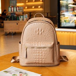 Wholesale ladies shoulder bag 6 Colours college wind embossed crocodile backpack outdoor trend leather casual leather student backpack large plaid handbag 706#