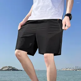 Men's Shorts Men Relaxed Fit Street Style Quick Dry Gym With Elastic Waist Zipper Pockets For Running