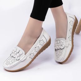 Boots Flats Women Wedge Heel Shoes Woman Genuine Leather Loafers Female Shoes Moccasins Slip On Ballet Bowtie Women's Shoes Plus Size