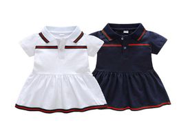 Baby Girls Striped Dresses Kids Short Sleeve Dress Children Solid Summer Clothes Girl Embroidery Dress For 6M24M2618550