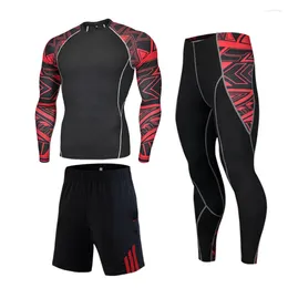 Men's Thermal Underwear GEJINIDI Set Compression Tracksuit Rashgard Fitness Thermo MMA Gym Sport Suit Long Johns