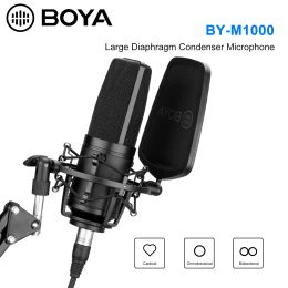 Microphones BOYA M1000 Professional Large Microphone Lowcut Philtre Cardioid Condenser Mic for Live recording video studio Vlog Video camera