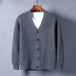 Men's Sweaters 2024 Spring Autumn Men Fashion Business Solid Knitted V Neck Cardigan Male Long Sleeve Casual Woollen Sweater Jacket Coats B07