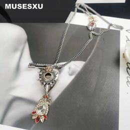 Jewellery Accessories Love Big Drop Zircon Pendant Two Metal Colours Necklace For Womans Party Wedding Gifts 240311