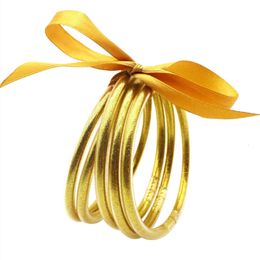 5-layer Silicone Gold Powder Coloured Hose Bracelet, Ribbon Set, Women's Bow, Jelly Bangle