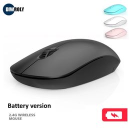 24G Wireless Mouse USB Computer Optical Cute Colour Mice Ergonomic PC Office for iPad Laptop Gifts 240309