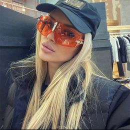 designer sunglasses Large Frame Integrated Popular on the Internet, Same Style for Women, Trendy Korean Version of Sunglasses Glasses