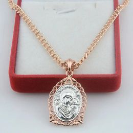 Pendant Necklaces FJ Women 585 Rose Gold Color White Mother Son Link Necklace Jewelry