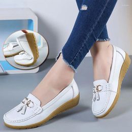 Casual Shoes 2024 Women Flats Ballet Cut Out Leather Breathable Moccasins Boat Ballerina Ladies