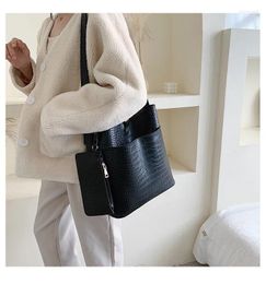 Evening Bags Vintage Alligator Bucket Shoulder Bag Women Purses And Handbags PU Leather Composite Fashion Crocodile Women's Totes 2Pcs B0003