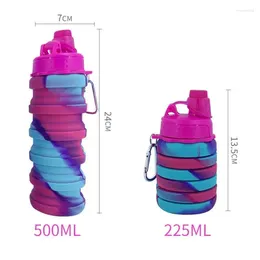 Water Bottles Silicone Bottle Portable Foldable Cup Fruit Juice Leak-proof Outdoor Sport Travel Camping With Lid