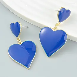 Dangle Earrings Colourful Enamel Heart For Women Fashion Jewellery Trendy Spring Summer Styles Metal Holiday Beach Accessories Gifts MQ108