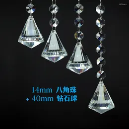 Chandelier Crystal 2Pcs 30/40mm Diamond With Octagon Beads Prisms Hanging Pendant Chain Wedding Ornament Sun Catcher Accessories