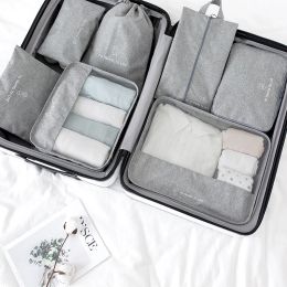 Bags New Travel Set 7pcs/set Travel Bag Organizer Luggage Suitcase Packing Cube 2023 Shoe Clothe Storage Bags For Traveling Pouch Kit