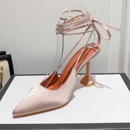 HBP небрендовые туфли из шелкового материала Chaussures Talons на шнуровке с изображением котенка Элегантная женская обувь на каблуке с перекрестными ремешками и стразами