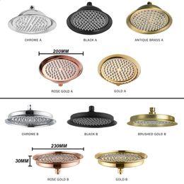 Brass Golden Rainfall Shower Head Rose Gold Handheld Bathroom Replace Rain Showerhead Antique Accessory 240314