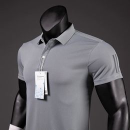 Polo Shirt Men Casual Solid Breathable Shirt Reflective Strip Sleeve Summer Sportswear Quick Dry Jerseys Tops Camisa Polo Shirts 240306