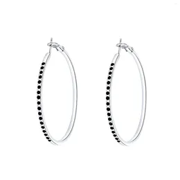 Hoop Earrings ER-00303 In Fashion Jewellery Silver Plated Black Large Circle For Women 2024 Christmas Gift Drop