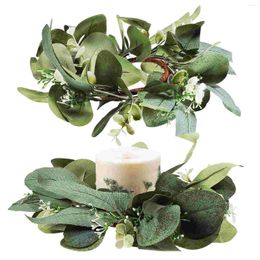 Decorative Flowers 2 Pcs Simulated Garland Ring Eucalyptus Wedding Decorations For Ceremony Flower Rings Silk Cloth Wreath Wreaths