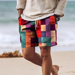 Men's Shorts Casual Colourful Plaid Graphic Summer Outdoor Daily Large Size Holiday Travel Beach Trunks Sports Trousers