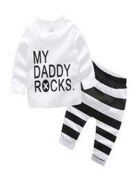 INS Baby boys clothes kids letter outfits children print topStriped Leopard Bear pants 2pcsset 2018 Autumn Boutique kids Clothin5296753
