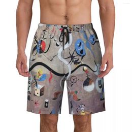 Men's Shorts Custom Joan Miro Abstract Art Swim Trunks Men Quick Dry Board Surrealism Bathing Suits Boardshorts