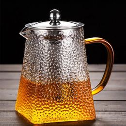 High Quality Hammer Glass Teapot With Stainless Steel Philtre Puer Tea Maker Heat Resistant Glass Teapot and Cup Set Kettle Pot 240315