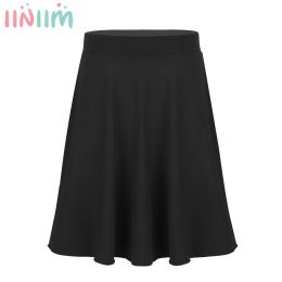 Dresses Iiniim Teen Summer Skirts Girls Solid Colour Lightweight Stretchy Knee Length Full Aline Skater Skirt for Casaul Party Clothing