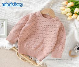 INS little girls hollow knitted sweater pullover kids round collar long sleeve jumper 2022 autumn children allmatching clothes Q89564936