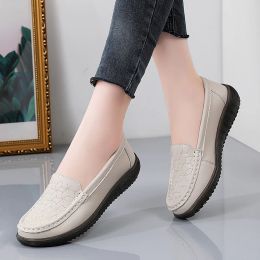 Boots 2022 New Women Flats Shoes Women Genuine Leather Shoes Woman Loafers Slip On Ballet Flats Ballerines Flats Walking Plus Size