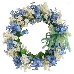 Decorative Flowers Artificial Door Wreath Flower Blue & White Handmade For Front Wall Window Wedding Party Decor