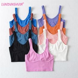 Tops LUNDUNSHIJIA 2023 New Summer Women Candy Color Camisole Tube Tops Fashion Sexy Cropped Ladies Elasticity Tops 9 Colors